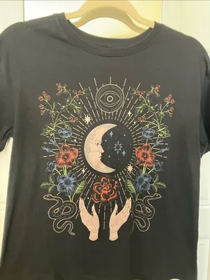 Hybrid Black Crescent & Mandala Short Sleeve Graphic Tee thumbnail 2