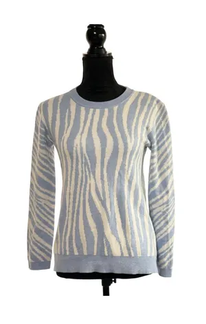 Alashan Women's Cotton Cashmere Sweater Light Blue Pattern Long Sleeve Size XS thumbnail 1