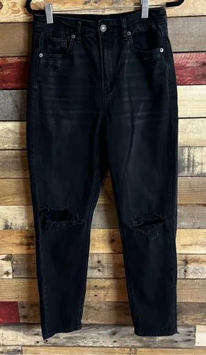 American Eagle Black Distressed‎ Mom Jeans Size 4 thumbnail 1