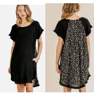 Umgee Women's XL Black Fringe Hem Tunic Dress Casual Boho Summer‎ Cover Up thumbnail 2