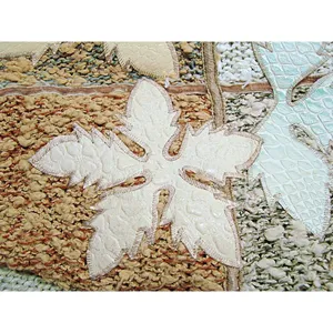 Vintage Y2k Kocal Womens Leaf Fall Theme Colorblock Sweater Tans Mint Green Sz L thumbnail 10