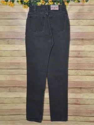 Vintage Rockies Slim Ladies Black Denim Straight Leg Jeans Size 28/7 Long Retro thumbnail 4
