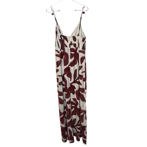 Paper Heart Women Tank Dress Floral Leaf Cream Burgundy V-Neck Coastal Large NWT thumbnail 10
