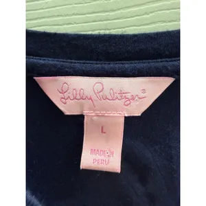 Lilly Pulitzer Finn Top Navy White Striped Lobster‎ Graphic Long Sleeve Shirt L thumbnail 6