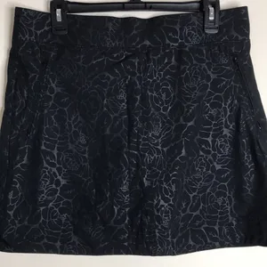 Orvis Womens Lightweight Rose Embossed Skort Shorts‎ Elastic Waist Black Size M thumbnail 2