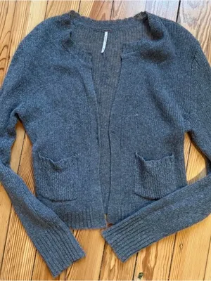 Free people Gray Women's lightweight Knit Cardigan Sweater, size M thumbnail 1