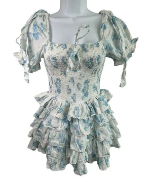 Amy Jane London Believe In Your Own Magic Mini Dress XS Floral Smocked Bodice thumbnail 1