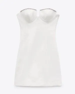 ZARA mini bodycon rhinstone cup fitted sleeveless party wedding coctail dress thumbnail 12