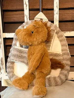 Myra Bag Plush Horse Backpack in Brown and Cream thumbnail 6