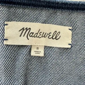 Madewell Womens Size-S Blue Denim Ruffle Detail Cotton Blouse Top Cropped thumbnail 3