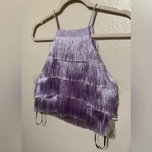 NWT Forever 21 Purple Fringe Halter Crop Top Medium Festival Boho Y2K thumbnail 3