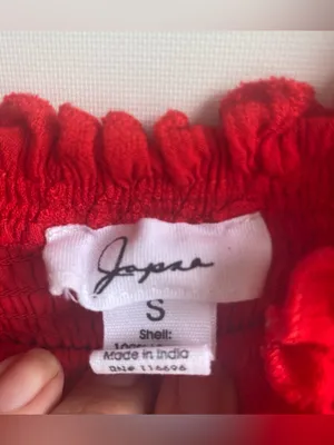 Japna red smocked tank top lace straps ruffle hem summer top shirt S thumbnail 5
