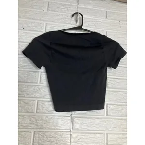 Out From Under Crop Top Womens XS/S Black Excellent Ribbed Ruched‎ Short Sleeve thumbnail 5
