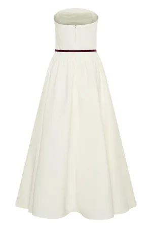 Meshki Penny Strapless Contrast Midi Dress - Ivory & Burgundy thumbnail 5