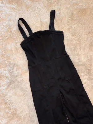 NEW, FREE PEOPLE We The Free Suns Out Bootcut Jumpsuit in Black Sz L thumbnail 5