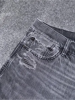American Eagle Womens AE Ex Boyfriend Jeans Size 8 Short Black Gray Baggy Loose thumbnail 6