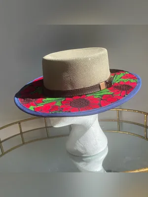 Colorful bold floral embroidered Mexican summer sun hat boho Southwest one size thumbnail 3