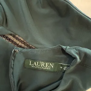 Ralph Lauren Dark‎ Green Jonni Faux Leather Trim Ruched Sheath Dress Size 16 thumbnail 9