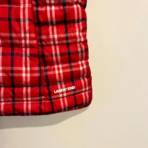 Lands' End Puffer Vest Red Plaid Quilted Down Insulated Women Size Small 6-8 thumbnail 3
