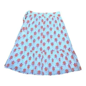 J Crew womens size 8 medium midi skirt faux wrap white orange pink pattern demur thumbnail 1