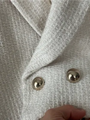 Zara tweed blazer jacket cropped textured ecru double breasted tailored thumbnail 7