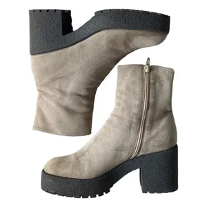 Charles David Taupe Suede Platform Ankle Boots Made in Italy Lug‎ Sole Size 39 thumbnail 4