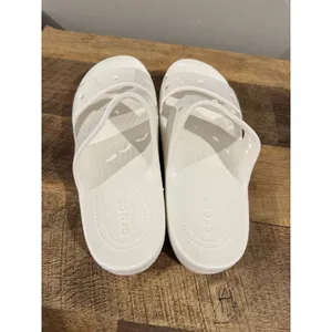 Crocs Baya Platform Sandals Women Sz 9 White Comfort Double Strap Slide Casual thumbnail 4