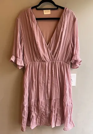 Bella Ella Boutique Crinkle Gauze Tiered Ruffle Dress Size Large thumbnail 1
