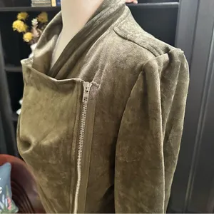 Lulus Green Faux Leather Velvet Moto Jacket Size M thumbnail 3