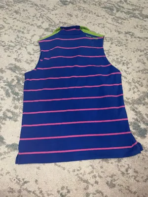 Polo Ralph Lauren Golf Women’s Sleeveless Half-Zip Striped Polo L thumbnail 3
