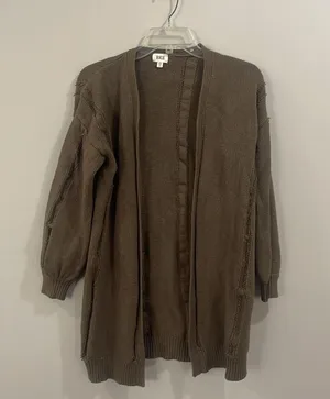 BKE Frayed Seam Cardigan Sweater Distressed open sweater XS thumbnail 4