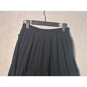 Whimsigoth Womens Tiered Midi Skirt S Black Lettuce Edge Ruffle Boho Cottagecore thumbnail 3