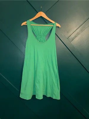 Green Racerback Tank Dress Casual Flowy Summer Sleeveless Mini Relax Vacation thumbnail 2