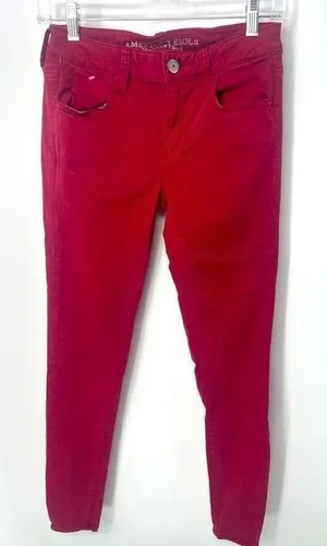 American eagle outfitters super stretch red color‎ size 4 thumbnail 1