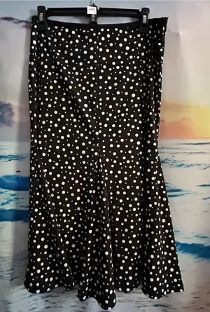 Emma James By Liz Claiborne Women's Black Polka Dot A-Line Skirt MD thumbnail 1
