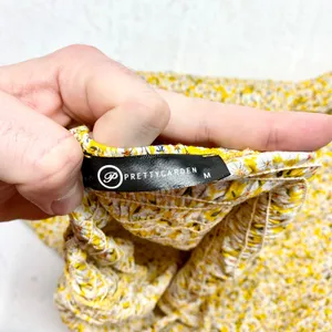 PRETTYGARDEN One Shoulder Floral Maxi Dress Womens Size M Yellow Smocked Viscose thumbnail 4