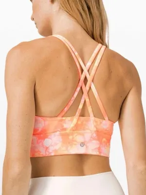 lululemon athletica Pink & Cream Tie-Dye High Neck Sports Energy Bra Size 8 thumbnail 2
