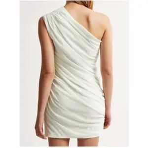 Abercrombie & Fitch Mini Dress Women MT Mint Green One Shoulder Ruched‎ Draped thumbnail 2