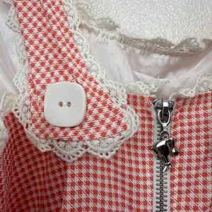 Barbie x Unique Vintage Dress Womens XL Pink Houndstooth Lace Trim Fit and Flare thumbnail 6