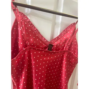 Japna Slip Dress Sz M Babydoll Red Pink Polka Dot Valentines Coquette 90s Style thumbnail 7