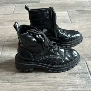 Schutz black croc combat boots thumbnail 2