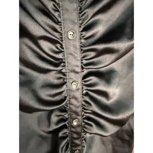 NWT Zara Black Ruched Button Front Shirt Dress Mini XS‎ Quiet Luxury Night Out thumbnail 5