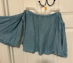 Blue Flowy Strapless Top Size L thumbnail 1
