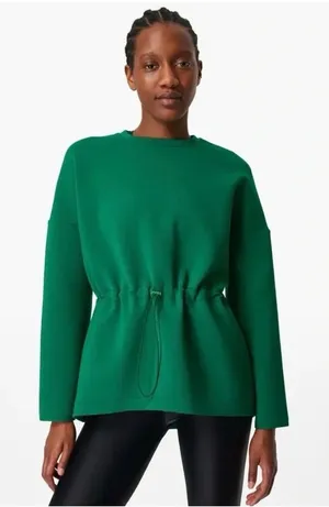 SWEATY BETTY Emerald Green Grace Scuba Pullover Sweatshirt Size XXL thumbnail 1