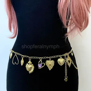Gold Y2K Sacred Heart Charm Waist Chain Belt, Fits 20 to 44 Inches, X7GA1320 thumbnail 3