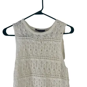 Wyatt Women's Size Medium White Sleeveless Crochet Top Festival Boho‎ Cottage thumbnail 2