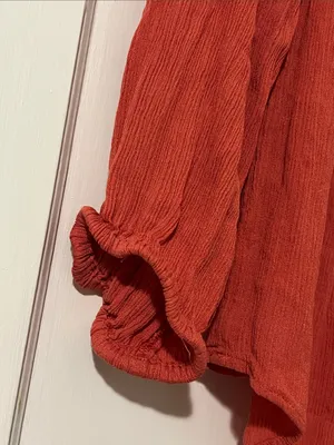 Style & Co. Rust Red Lace-Up Peasant Blouse thumbnail 2