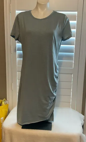 Classic Crewneck Midi Dress in Sage Green thumbnail 1