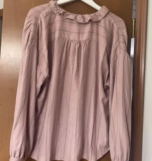 Ann Taylor pinstripe ruffle neck blouse thumbnail 7