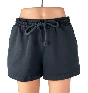 Zara Women's Black Drawstring High Rise Lounge Athletic Sweat Shorts Size L thumbnail 1